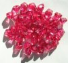 50 7mm Transparent Raspberry Pink Bell Flower Beads